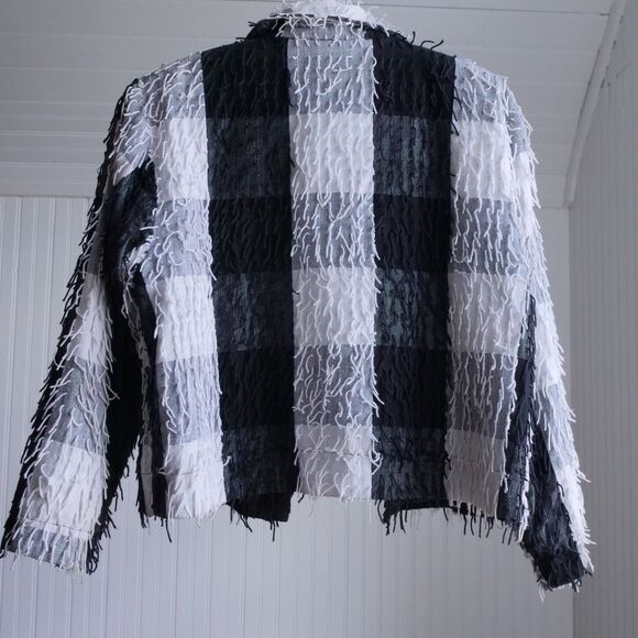 Fun 90s shaggy plaid lightweight jacket - Picture 7 of 8